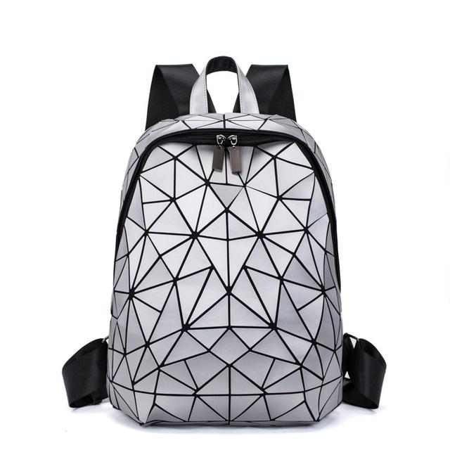 Damenhandtasche und Rucksack, Hologramm-Rucksack, Schule, matt, geometrisch, Rucksäcke, Mädchen, Reisen, Umhängetaschen für Damen, Tragetaschen, Luxus-Umhängetasche, Silber One Size silber