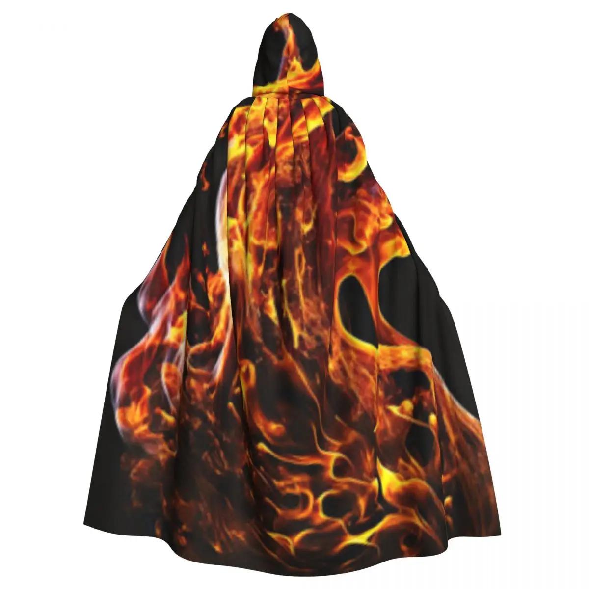 Halloween Feuerflamme Kapuzenumhang Mittelalterliches Kostüm Unisex Mode Halloween Umhang One Size