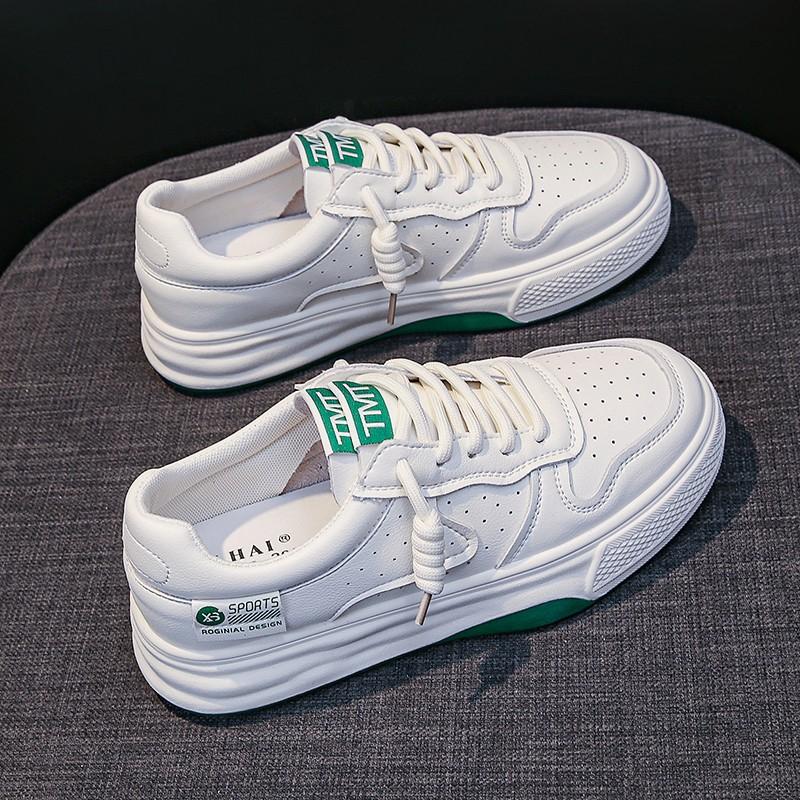Damen Weiße Schuhe Sommer Vielseitige Flache Plateau Frühling und Herbst Neue Skateboard-Schuhe Vielseitige Ins Atmungsaktive Frühling und Herbst Damen Schuhe 40 grün