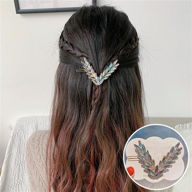 Luxus Glänzende Kristall Haar Clip Für Frauen Koreanische V Form Schnalle Haarnadeln Mädchen Haar Zubehör Kopfbedeckungen Mode Ornamente Geschenk bunt