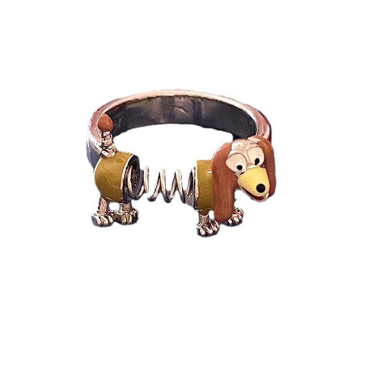 1 Stück verstellbarer Cartoon lustiger Feder Hund Ring für Damen Herren Niedliche Tier Schmuck Zubehör Party Geschenk