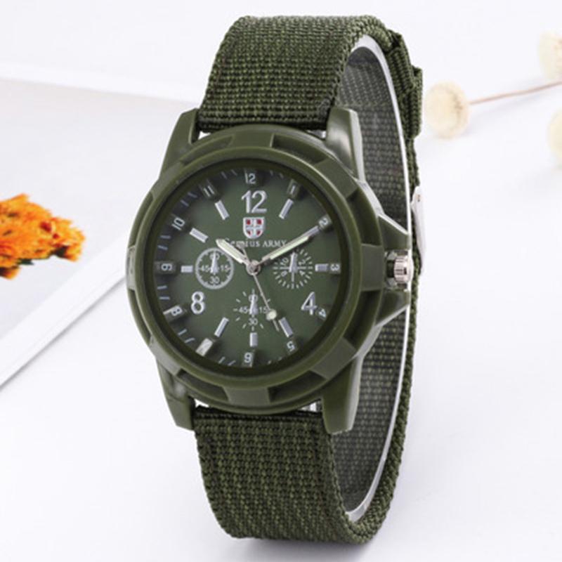 Männer Nylon Militär Armee Quarz Uhren Männlich Stoff Leinwand Strap Casual Sport Runden Zifferblatt Relogios Armbanduhr grün