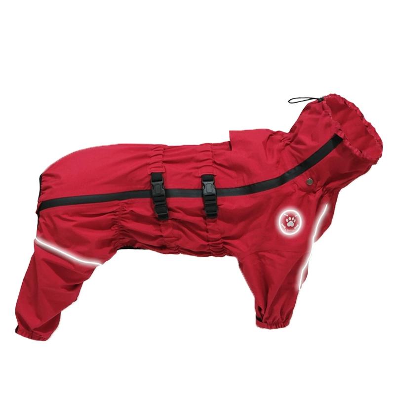Wasserdichte Haustier-Hundejacke Reflektierender Regenmantel für Hunde Rot Hunde-Overalls und Strampler Herbst Winter Hunde-Regenmantel für große Hunde (Red,M) rot