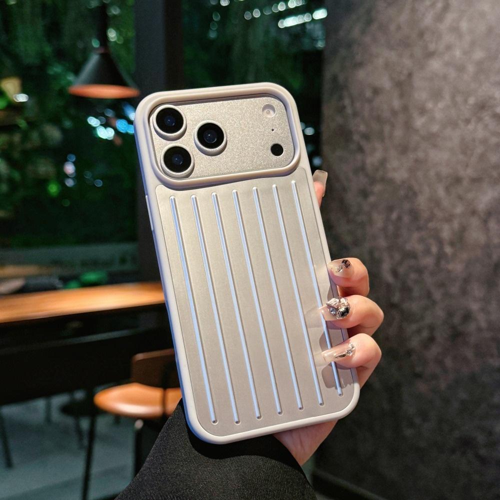 3D Reisegepäck Metall Glatt-Touch Hülle für IPhone 17 Pro Max 16 15 14 13 für Rimowa Aluminiumlegierung Rückseite Schutz Abdeckung mit Geschenkbox iPhone 15 Pro Max kaffeebraun