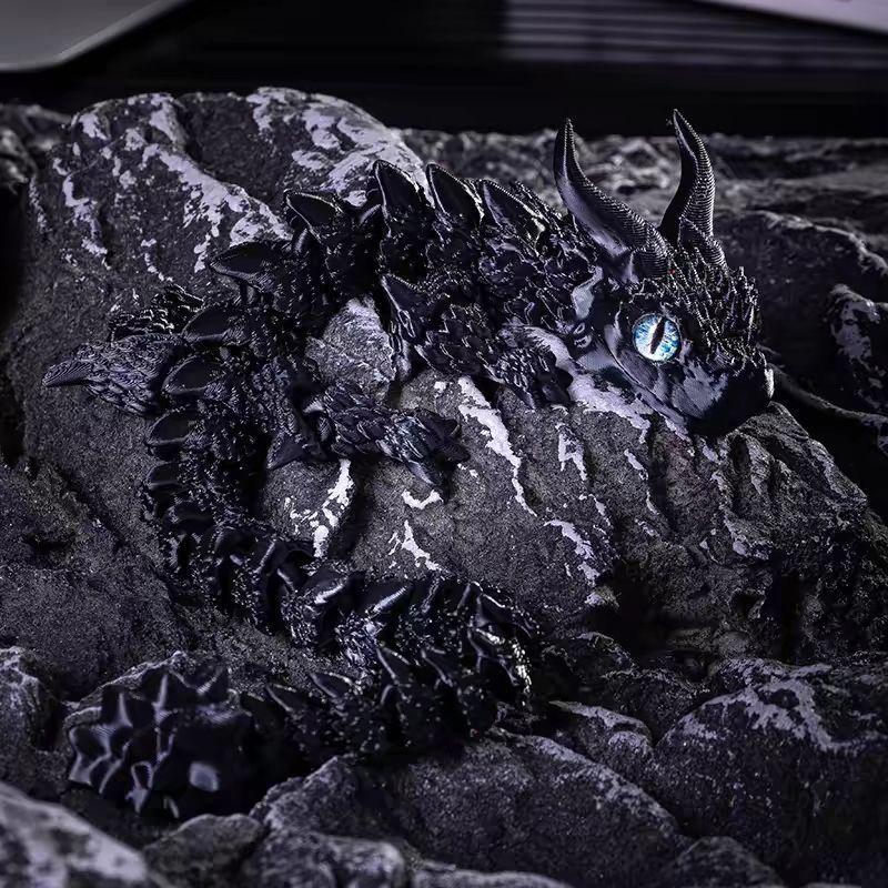 3D-gedruckter Magischer Drache Bewegliches Gelenk Fidget Toy Drehbar Gelenkig Büro Schreibtisch Ornament Erwachsene Kinderspielzeug Kunsthandwerk Geschenk schwarz