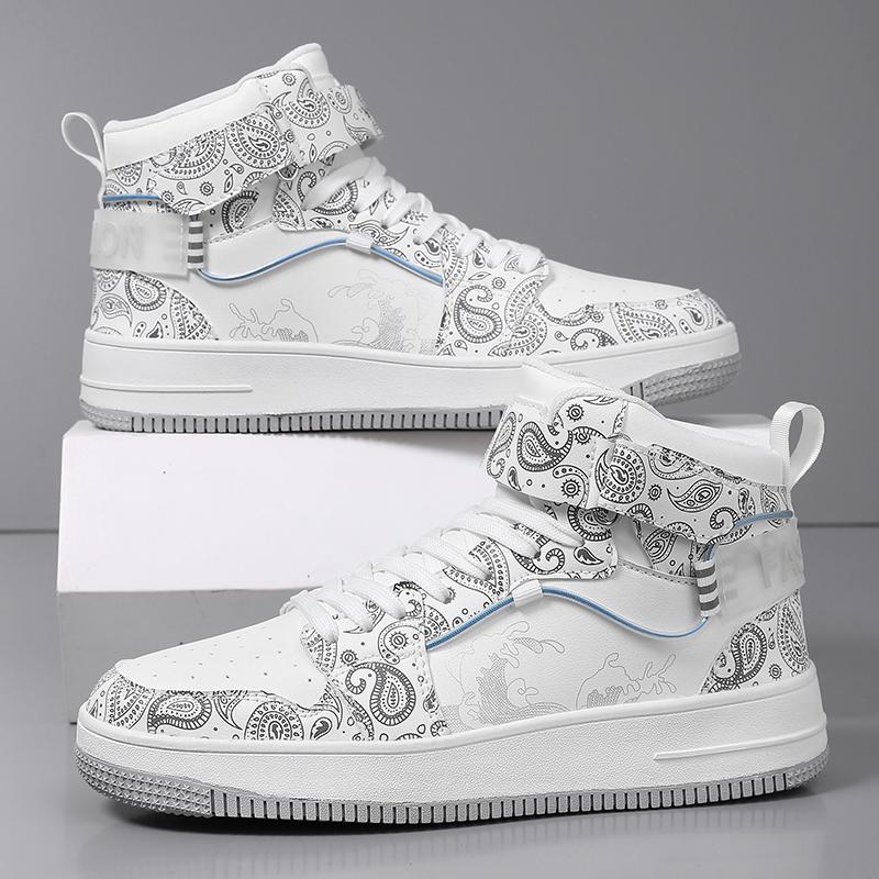 Herren Druck Sport Schuhe Damen Street Style Unisex Lauf Sneaker Schuhe Studenten Übergröße Paare Schuhe High Top EU: 37