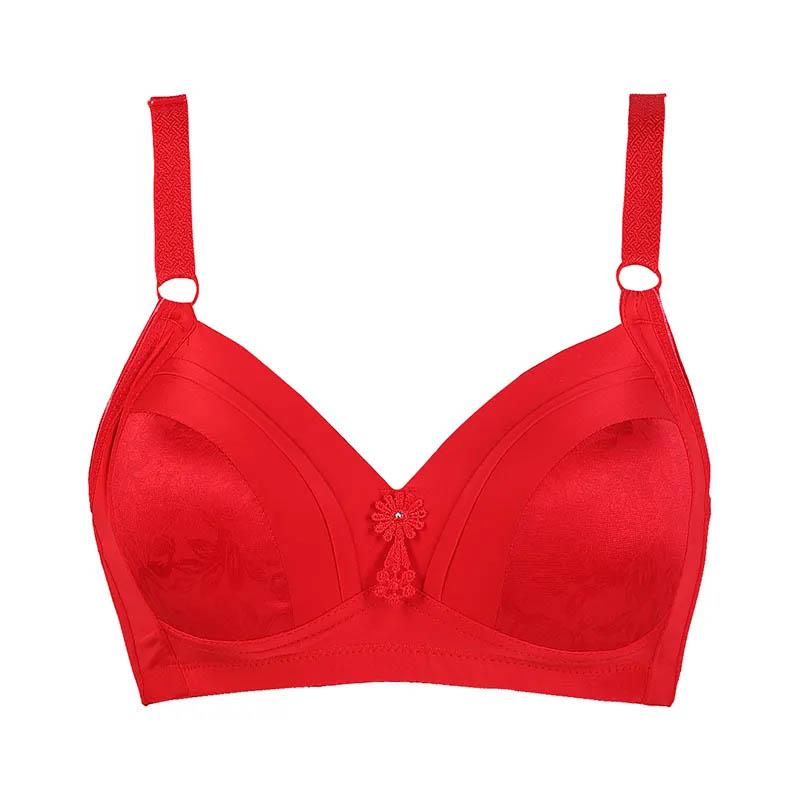 Dünne BHs, die sexy Plus-Size-Damenunterwäsche sammeln, atmungsaktiv, leicht, weich, hautfreundlich, ohne Stahlringe 36/80 rot