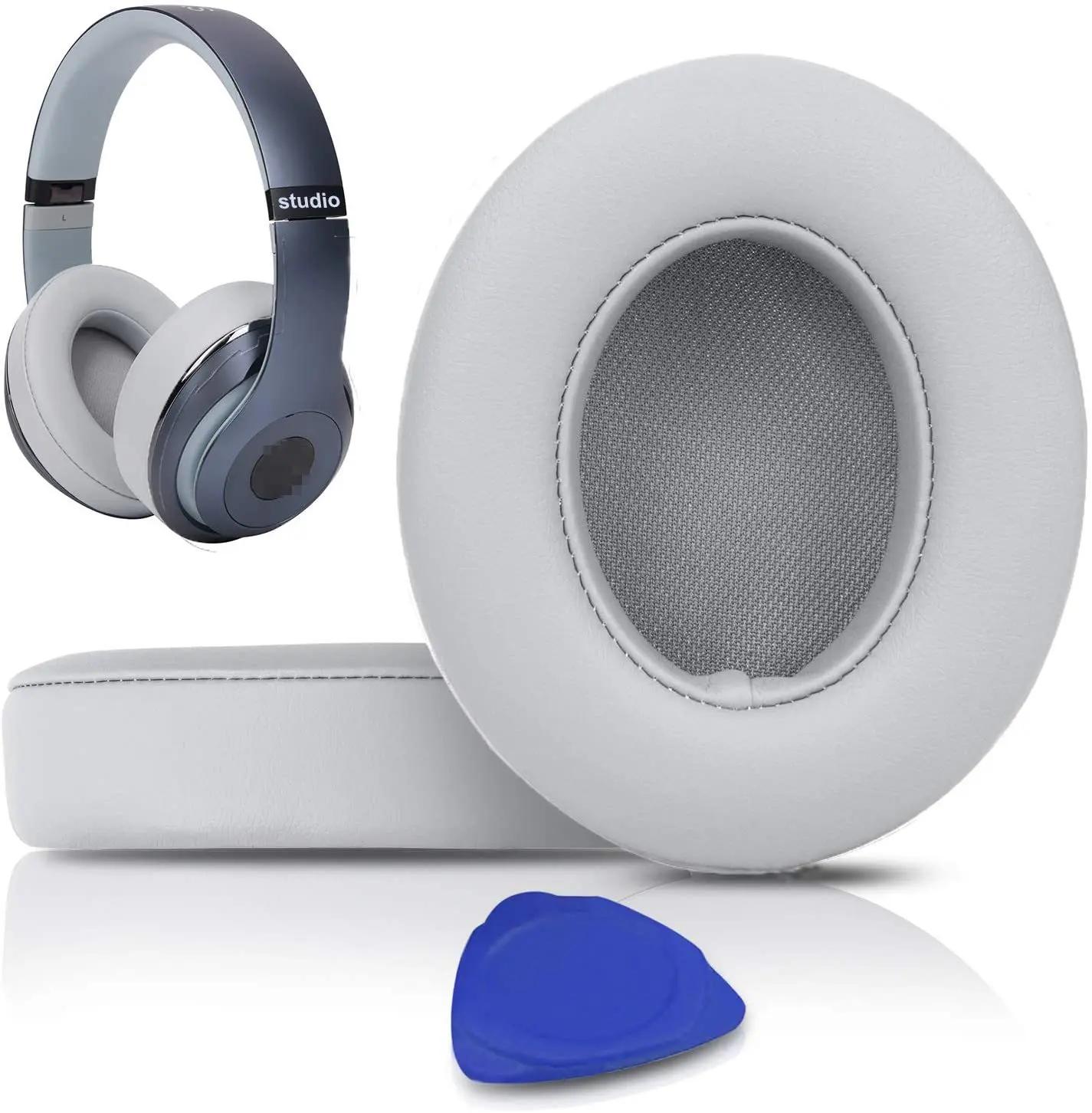 Ersatz-Ohrpolster für Beats Studio 2 Studio 3, Proteinleder und Memory Foam, Kopfhörer-Ohrabdeckungen, Ohrpolster-Kissen-Ersatz graue