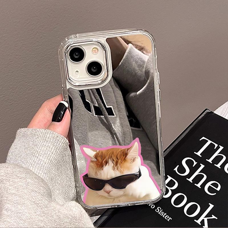Handyhüllen für iPhone 11 13 XR 15 Pro Max 12 14 Pro Max Hülle iPhone 16 XS Max Spiegel Schutzhülle Mirror Exquisite Cartoon Wasserdicht iPhone 15 Pro Max silber
