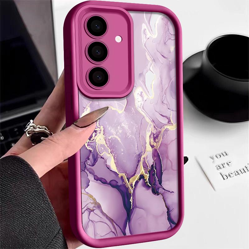 Bunte Marmorschale für Samsung S25 S24 S22 Ultra Plus S23 S21 S20 FE A56 A36 A55 A15 A14 A35 A54 A53 Stoßfeste Schutzhülle aus Silikon Samsung S21 Plus heißes rosa