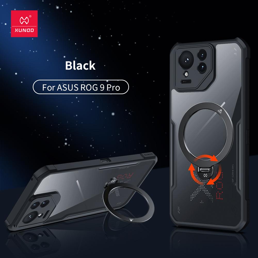 XUNDD Für Asus ROG 9 ROG Phone 9 Pro Hülle Luxuriöses Gehäuse Stoßdämpfender Bumper Schutzhülle Mit Rotierbarem Magnetischen Halter For Asus ROG Phone 9 Pro schwarz