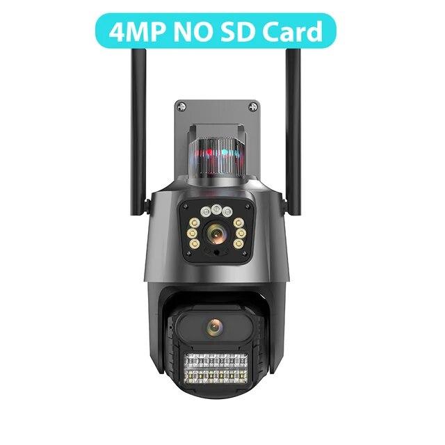 2026 Neue Outdoor EU PTZ-Kamera 9MP 4K HD 8x Hybrid-Zoom Drei Linsen Dual-Bildschirm Wifi IP-Kamera 4MP Polizei-Licht-Alarm CCTV-Überwachung ICSee 4MP NO SD Card