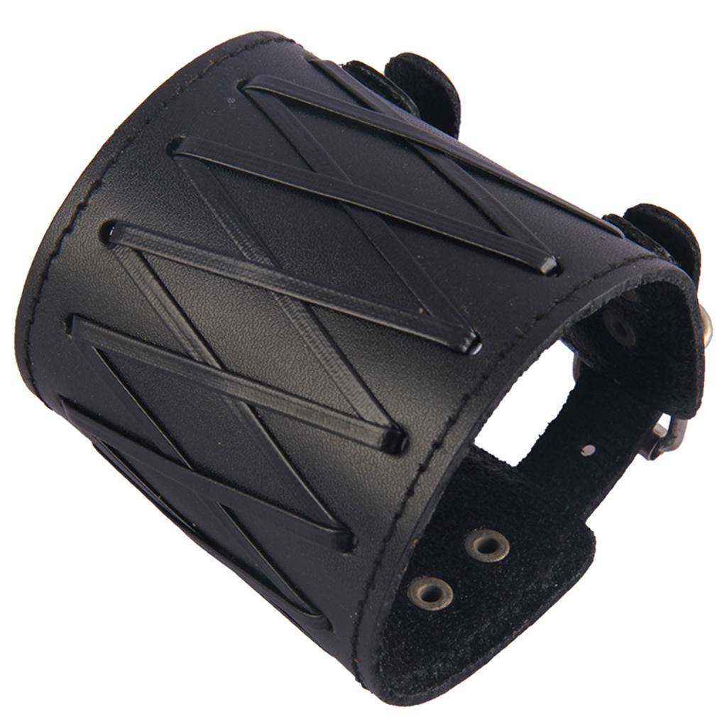 Punk Rock Gothic Leder Handgelenk Armschiene Guards Armschutz Armband Braun 25x7.4cm schwarz
