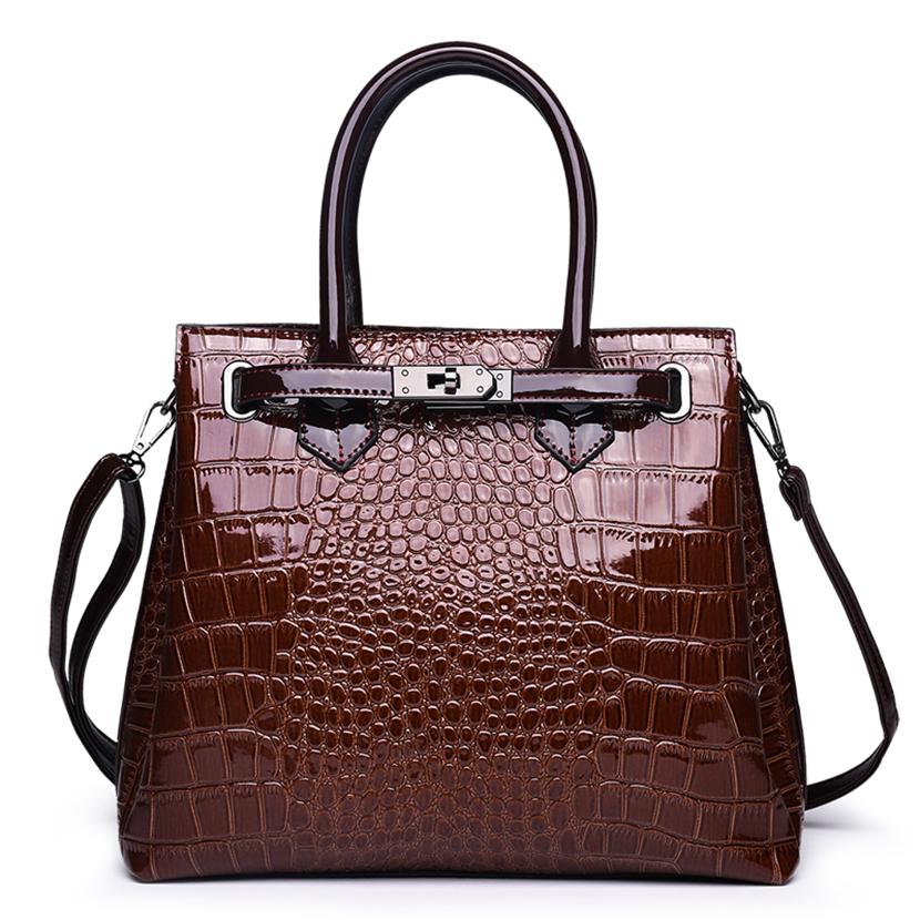 Mode Krokodil Muster Frauen Handtaschen Luxus Frauen Taschen Designer Große Einkaufstasche Marke Leder Schulter Umhängetaschen für Frauen L30xW12xH25cm braun