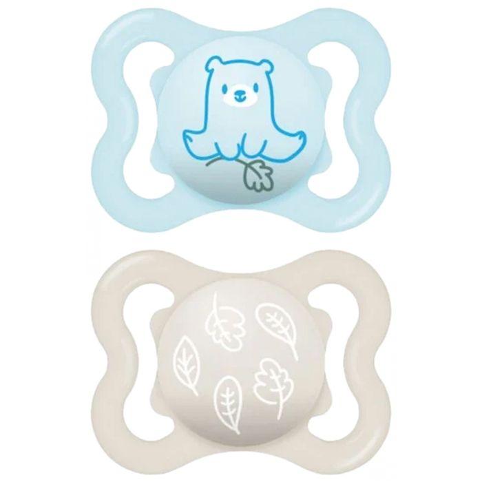 Schnuller-MAM Schnuller Supreme - 2-6 Monate - Silikon - X2 (Modell : Bären und Blätter)