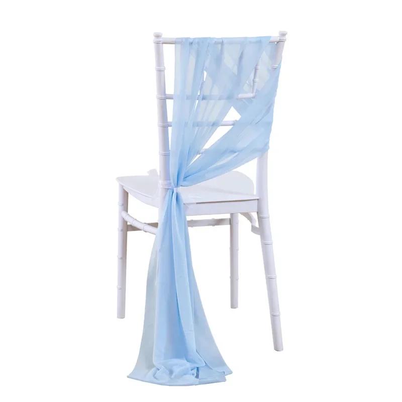 10/50 Stück 17x250cm Glänzende Chiffon-Stuhlschärpen Set Schärpe Gaze Hochzeit Stuhlhussen Band Hochzeit Party Gang Stuhl Dekoration 50pcs himmelblaue