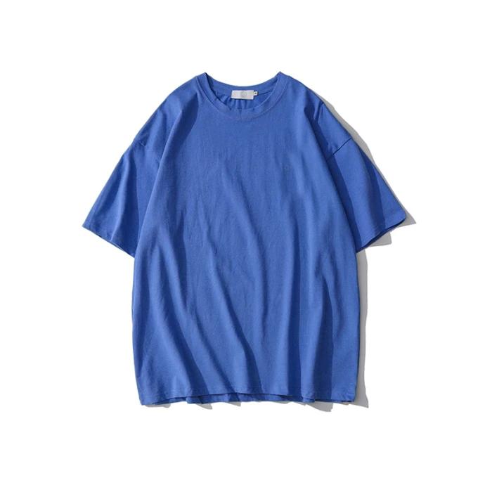 Sommer solide reine Baumwolle T-Shirts Frauen Harajuku Übergroßen Kurzarm y2k Tops Unisex Koreanische Streetwear Casual Basic T-Shirt Weibliche Gute Qualität XL brandeis blaue