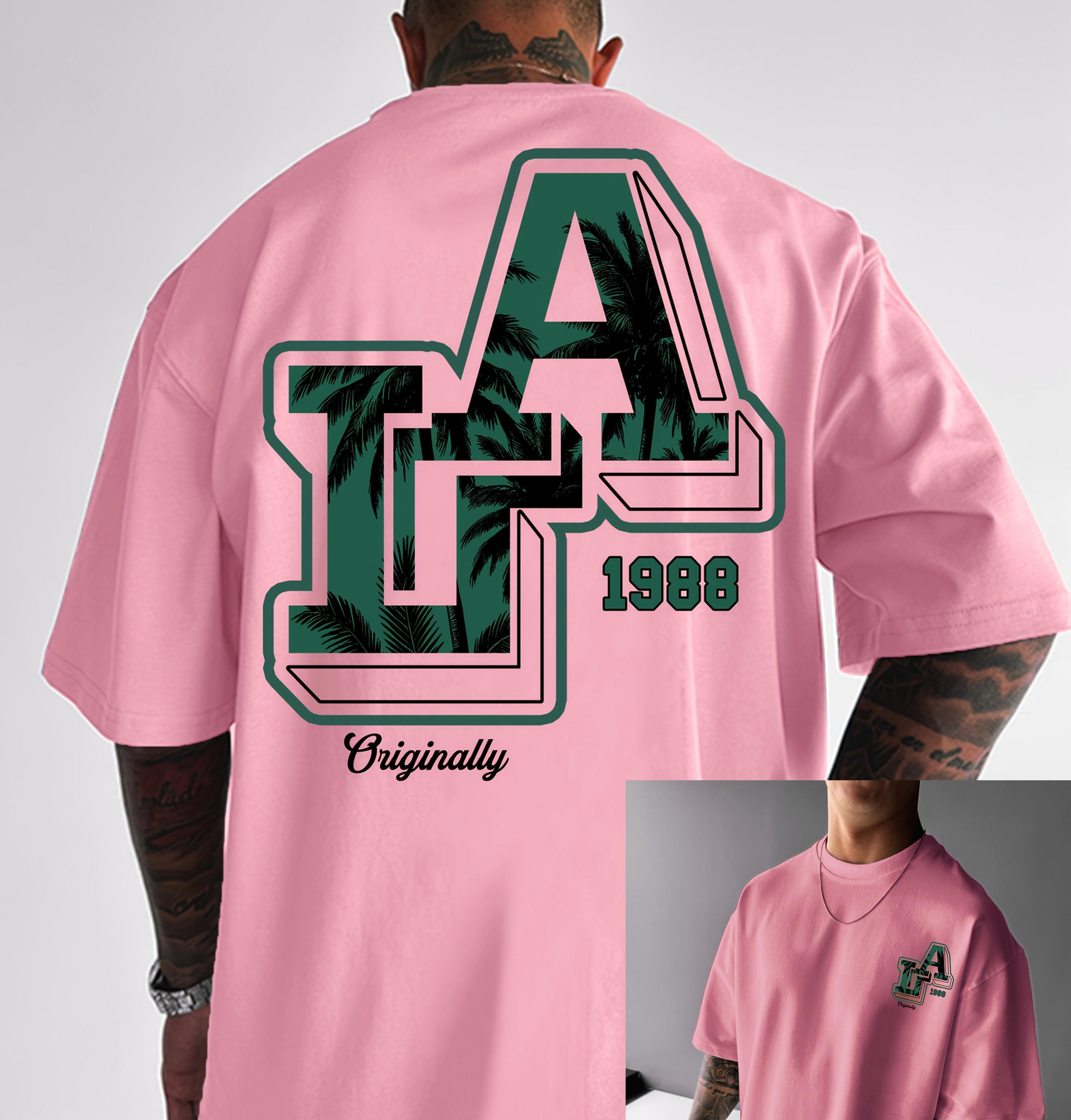 Sommer Herren 100% Baumwolle Mode Lässig Locker Kurzärmlig Los Angeles Schriftzug Print T-Shirt Trendig und Personalisiert 2XL