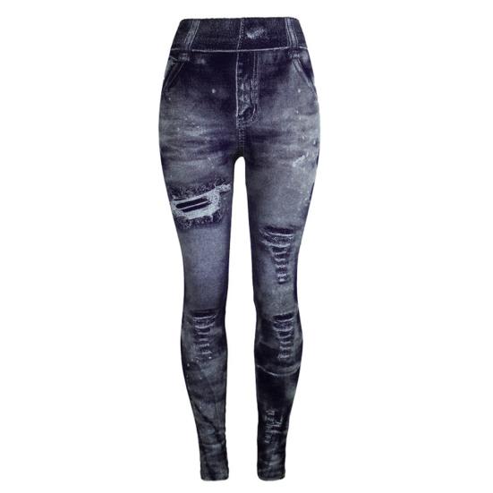 Fashion Choice Damen-Jeans-Leggings, dehnbar, imitiert, Denim-Leggings, hohe Taille, Röhrenhose L navy blau