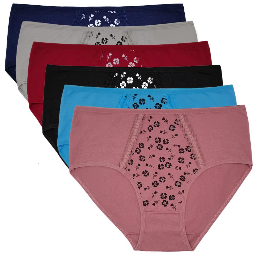 Damenunterwäsche, hohe Taille, Baumwolle, Übergröße, Damenhöschen, Slips, Schlüpfer, 6 Stück/Set 3XL