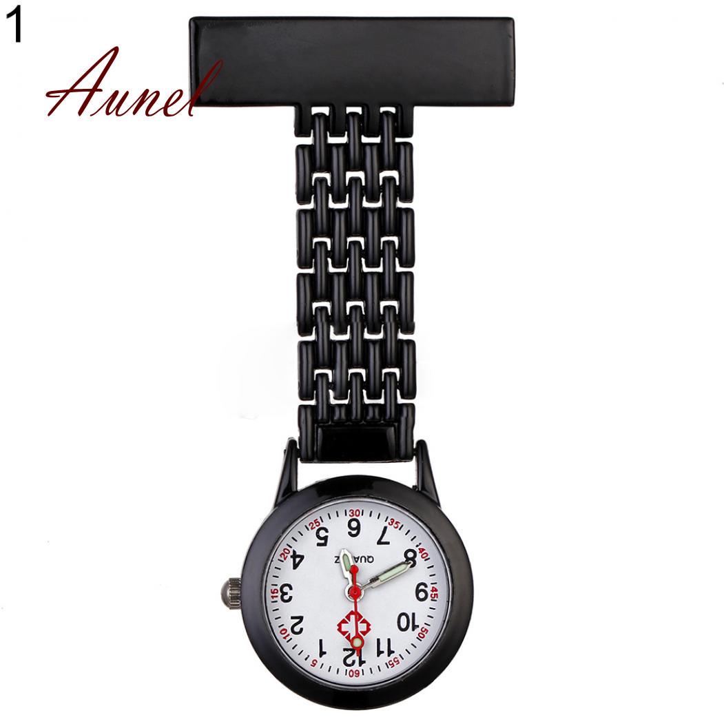 Taschenuhr mit Quarz-Analog-Brosche aus Metall zum Aufstecken, medizinische Krankenschwester-Taschenuhr schwarz