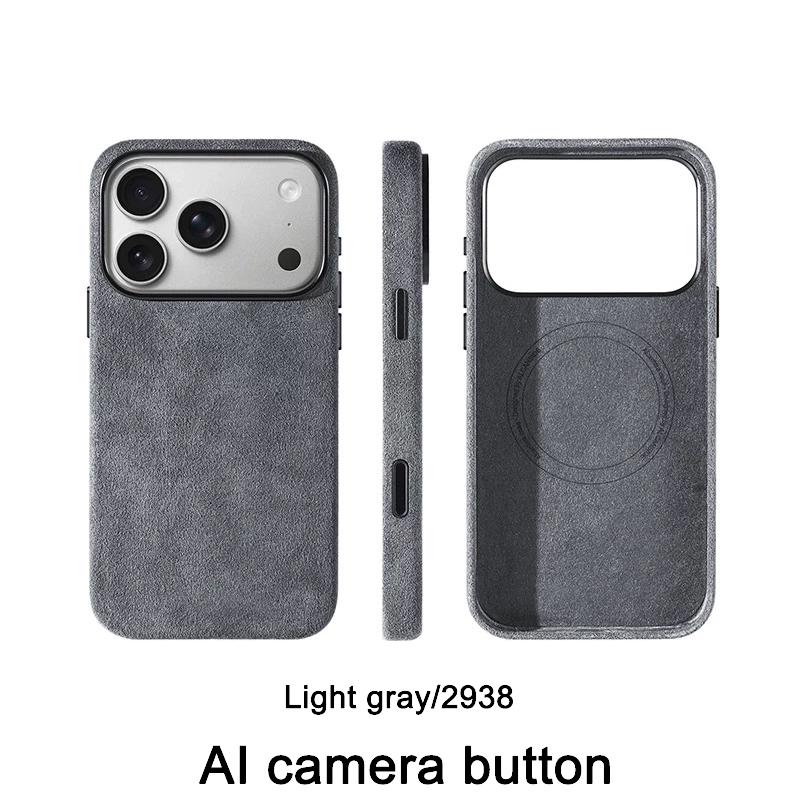Echte Alcantara Magnetische Hülle für iPhone 17 Pro Max Hülle mit Magsafe Smart Kamera Knopf Schutz Hüllen für iPhone 17 Pro Max for iPhone17 Pro Max