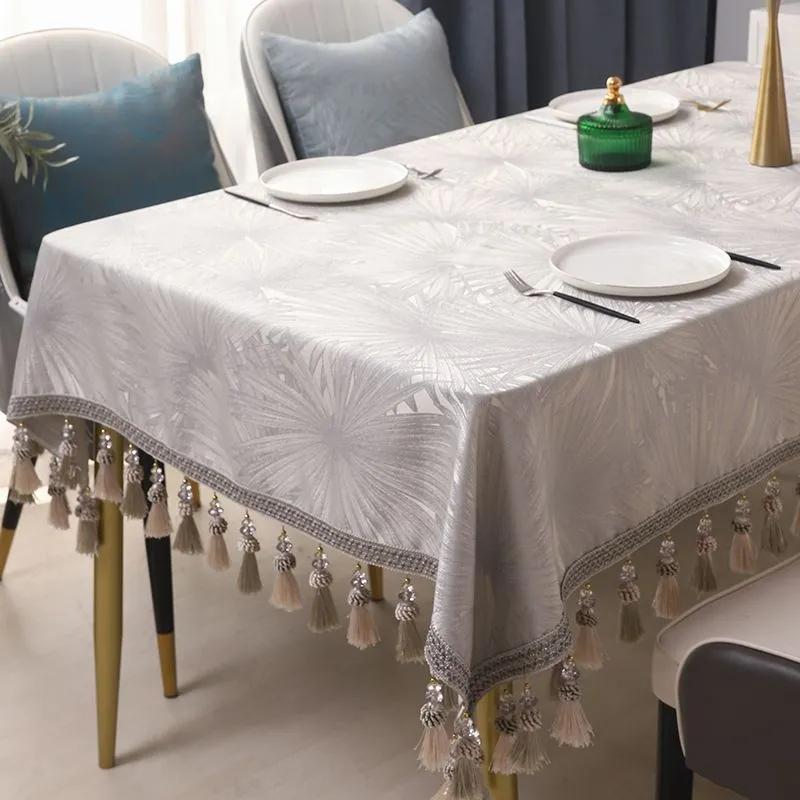 Tischdecke Teetischdecke Einfache nordische leichte Luxus-Tischdecke Amerikanische rechteckige westliche Tischdecke Stuhlbezug 140*140cm beige