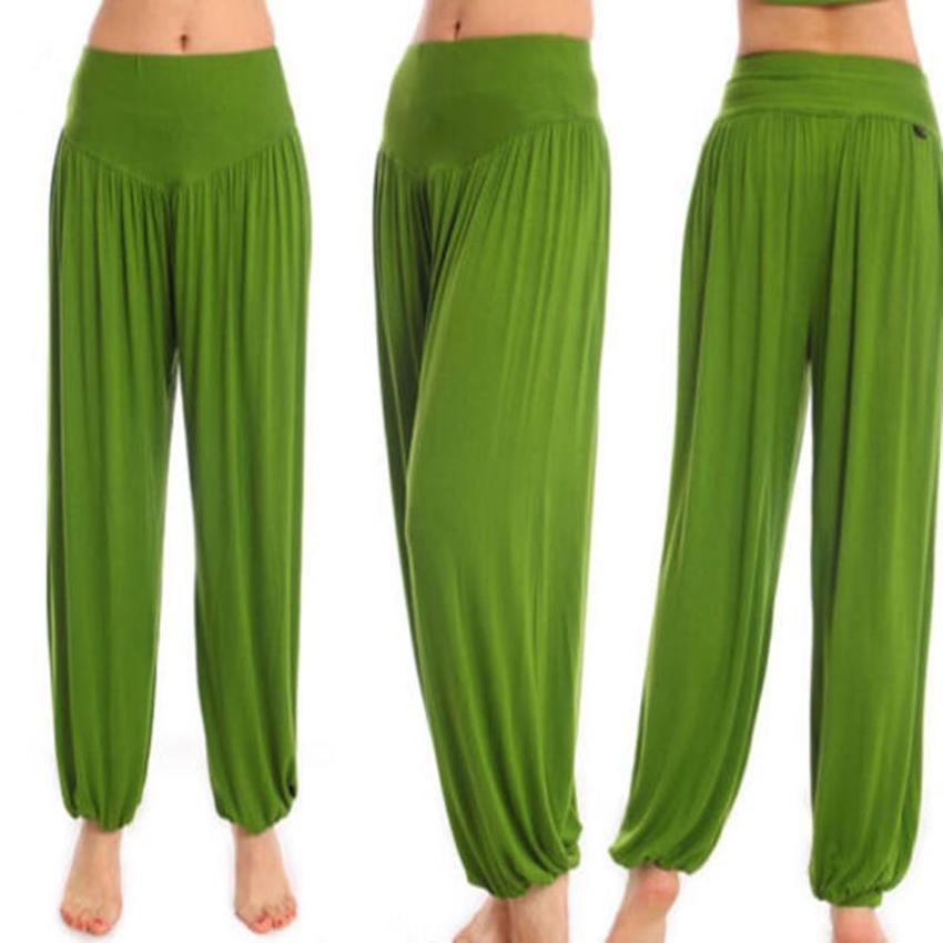 Damen-Harems-Aladdin-Hose, kausale Baggy-Gypsy-lose Tanz-Yoga-Genie-Hose L hellgrüne