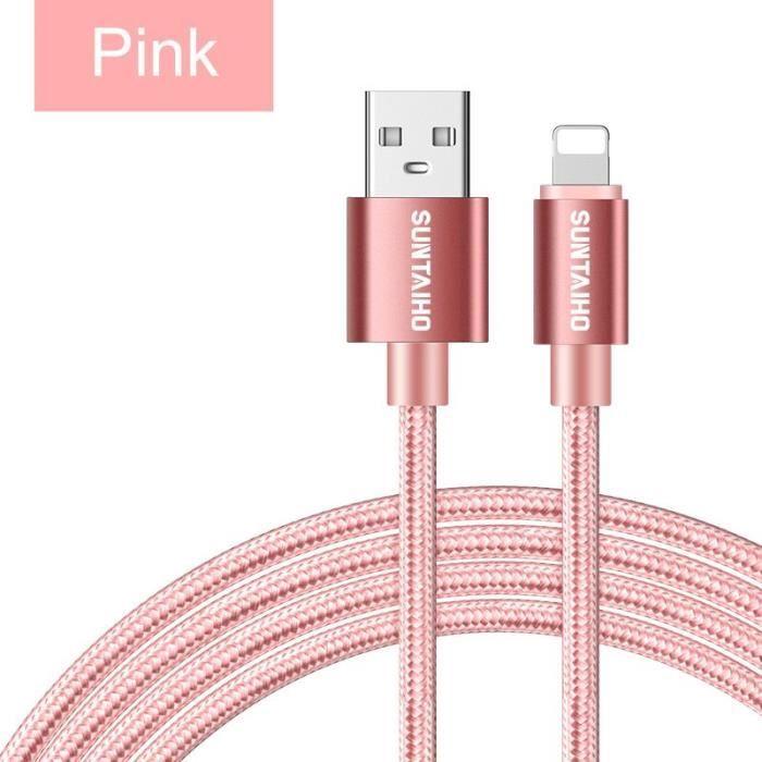 Größe 1M - 2.4A USB-Kabel für iPhone X Ladekabel für iPhone XR MAX XS 8 7 6 plus 5 s Datenkabel - Rosa