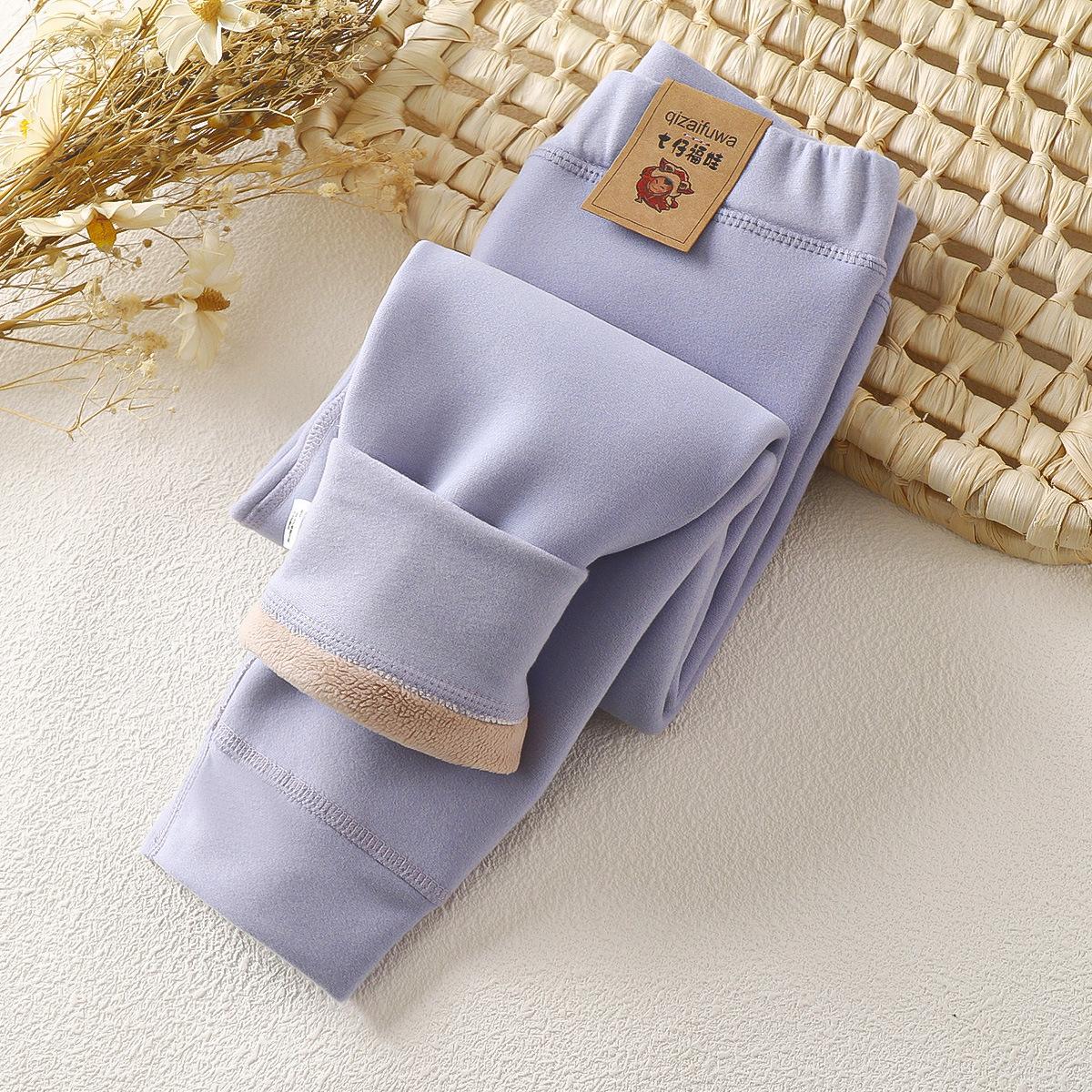 Kinder Kaschmir Hosen Jungen Mädchen Herbst und Winter Thermo Hosen Große Kinder Dicke Kaschmir Lange Unterhosen Leggings 140 violett
