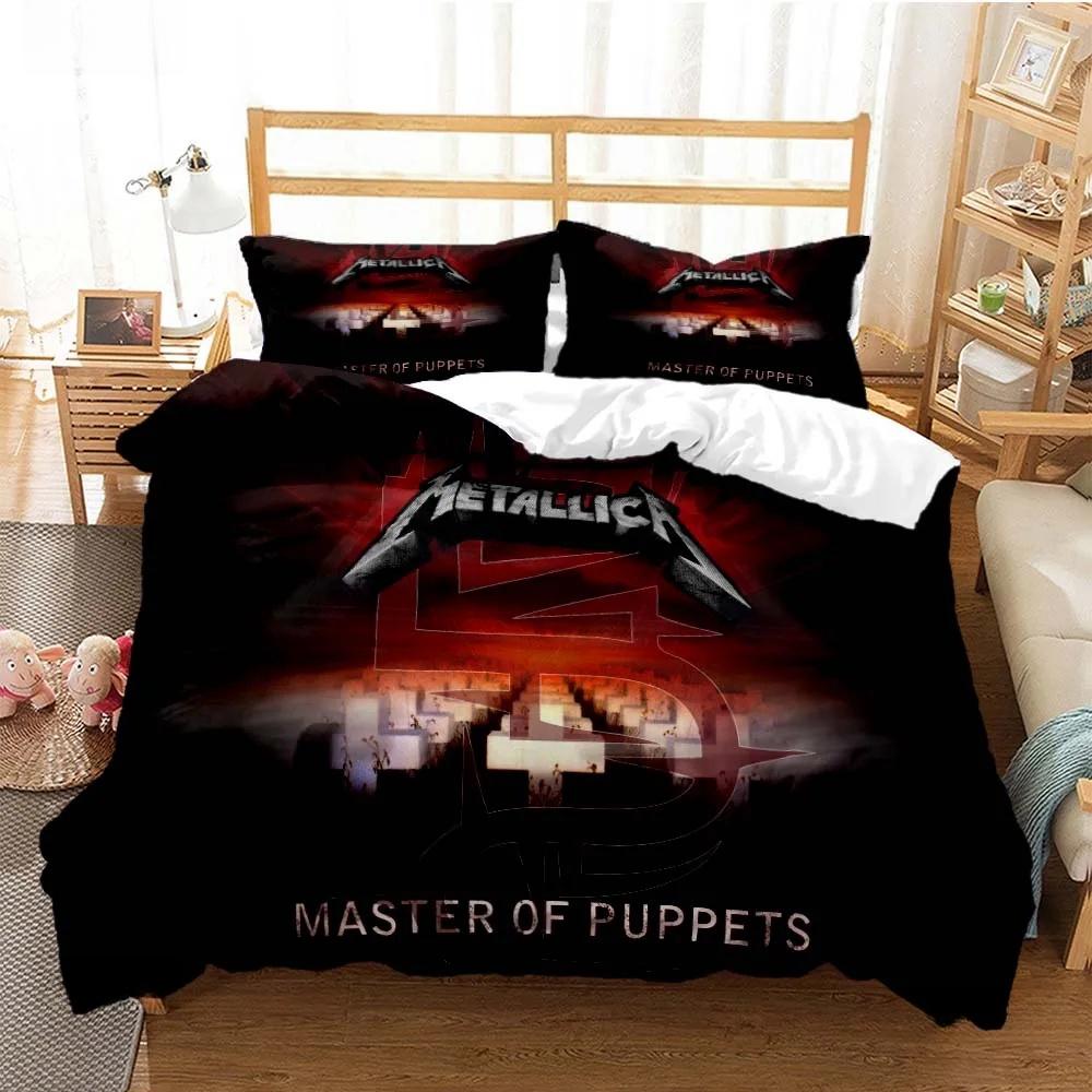 Bettwäscheset für Metal-Musikband M-Metallica, Einzelbett, Doppelbett, Queensize-Bett, Kingsize-Bett, Bettbezug-Set für Erwachsene und Kinder, Heimtextilien EU Double 200x200cm
