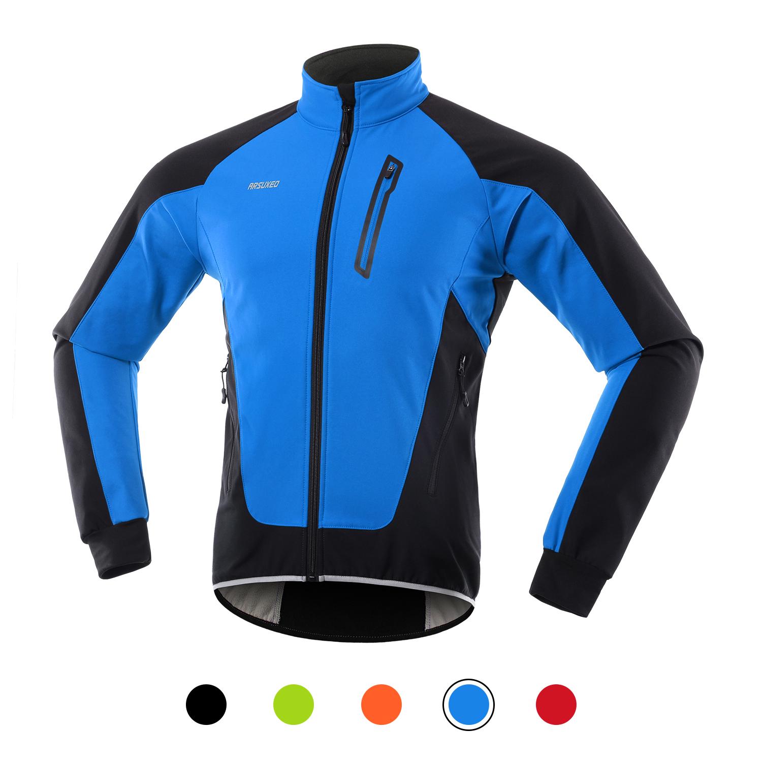 Herren Fahrradjacke, wasserdicht, winddicht, Thermo-Fleece, Fahrradtrikot, MTB, Fahrrad, Reiten, Laufen S blau