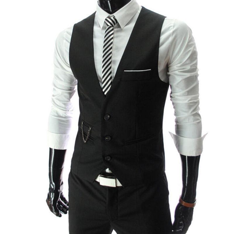 Westen für Herren Slim Fit Herren Anzugweste Herren Weste Gilet Homme Lässig Ärmellos Formell Business Jacke XXXXL schwarz