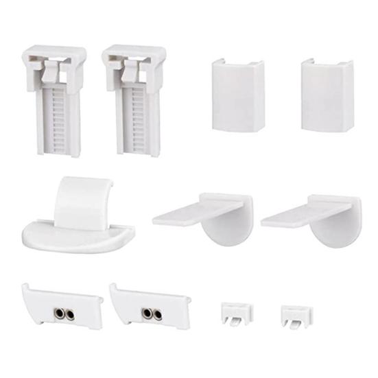 2 Sets 20 mm Plissee-Rollo-Ersatzteile, Klemmträger-Befestigung, Plissee-Klemme, Klemmträger mit Stecker für Plissee-Jalousien mit vier Kordeln weiß