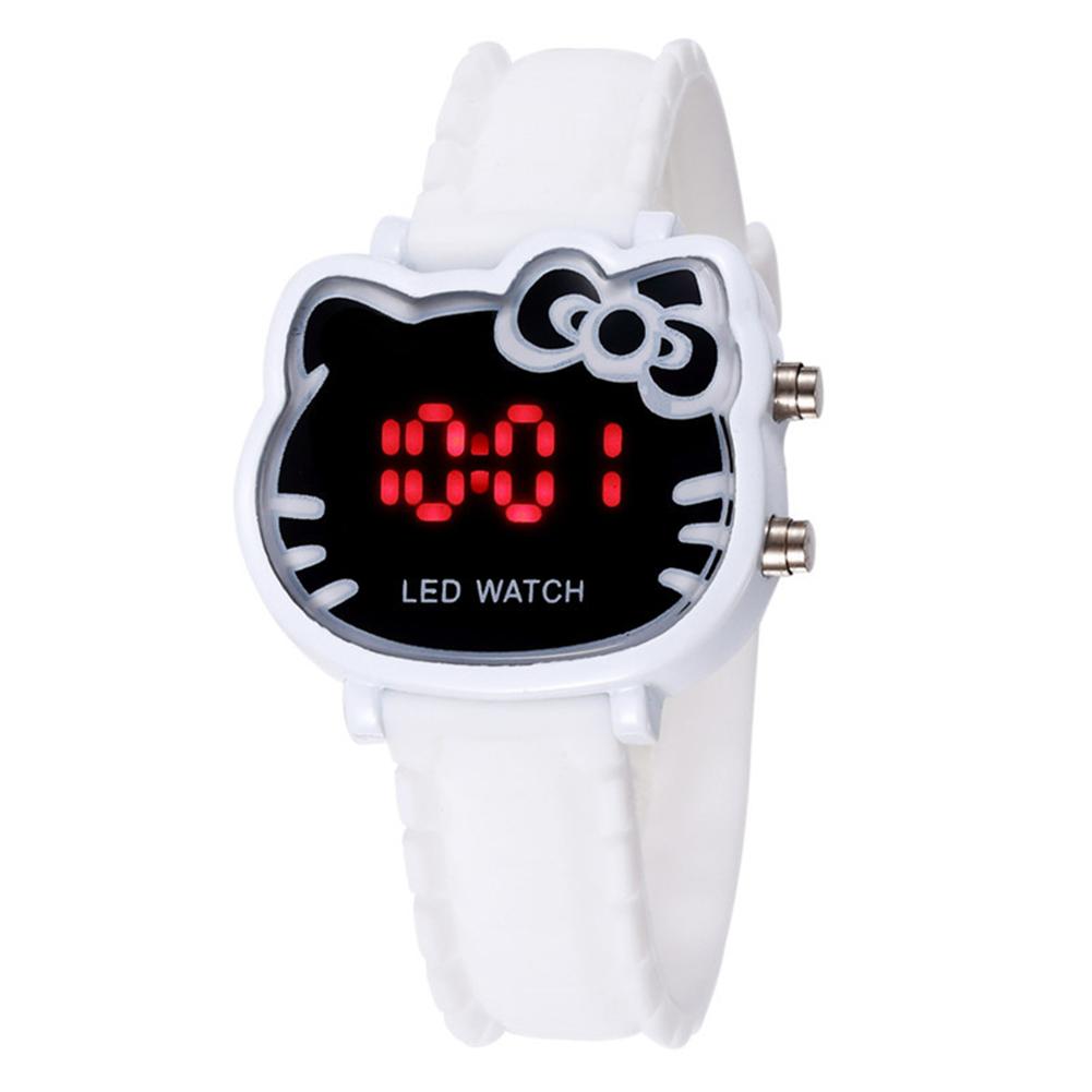 Mädchen Niedliche Cartoon Uhr Kind LED Schüler Elektrische Mode Uhr white #1