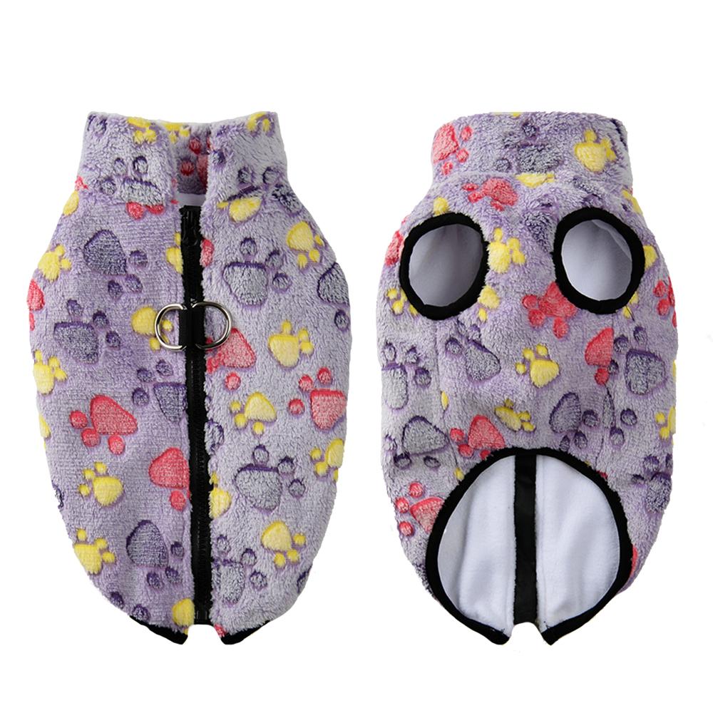 Hundejacke, warme Winterkleidung für kleine und mittelgroße Hunde und Katzen, niedlicher Aufdruck, Fleece, Welpenmantel, Weste, Bekleidung, Yorkshire-Bulldog-Pullover, Kostüm XL violett