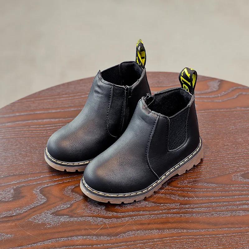 Neue Kindermode Stiefel für Jungen Mädchen Kleinkinder Große Kinder Stiefeletten mit Reißverschluss Warm Dick Plüsch Herbst Winter Chelsea Boots 33 schwarz