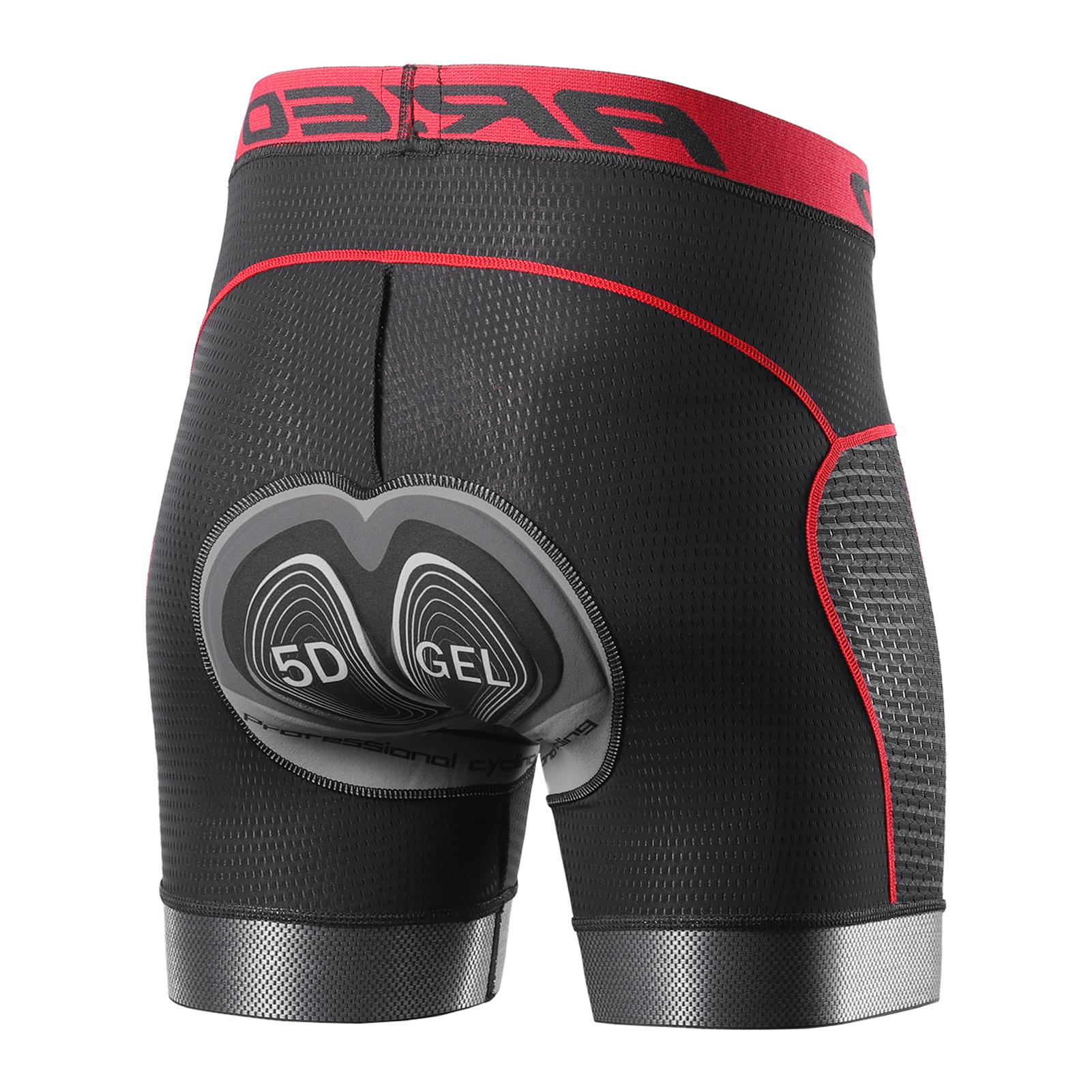 Arsuxeo Herren Fahrrad-Unterwäsche, Shorts, 5D-Gel-gepolstert, schnell trocknend, MTB, Fahrrad, Reitshorts XXL rot