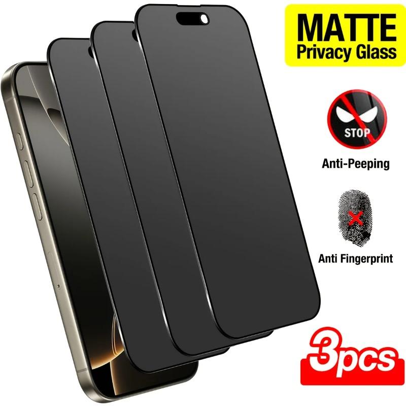 3 Stück Mattes Sichtschutz-Displayschutz für iPhone 17 16 15 14 Pro Max Anti-Spy Gehärtetes Glas Für iPhone 13 12 11 Matt Privat iPhone 13 Pro Max schwarz