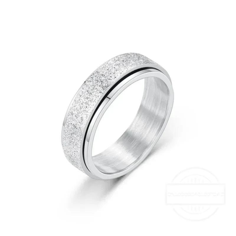 6mm Angst Fidget Spinner Ringe für Männer Glatter Edelstahl Drehender Ring für Frauen Anti-Stress Schmuck Geschenk 7 white