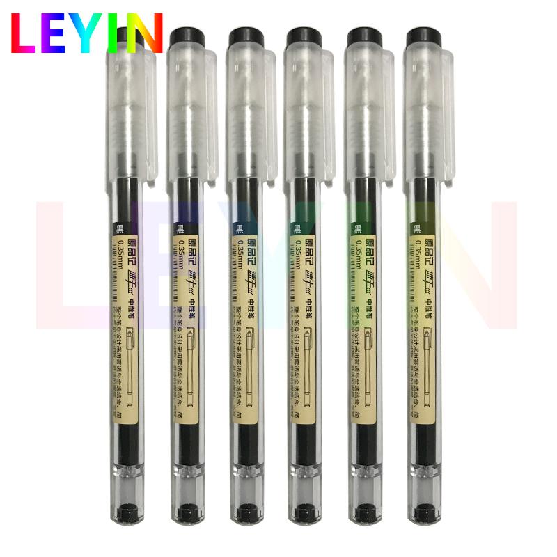 0,35 mm feiner Gelstift mit blauer/schwarzer Tinte, Nachfüllstange für Griffmarkierungsstifte, Schule, Gelpen, Büro, Studenten, Schreiben, Zeichnen, Schreibwaren 6Pcs set schwarz
