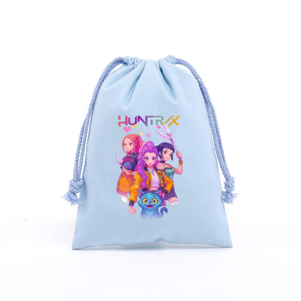 KPop Dämonenjäger Aufbewahrungsbeutel mit Kordelzug Musik Cartoon Party Kekse Süßigkeiten Verpackung Kinder Geschenktüten Druck Baumwolle Schlüsseltasche