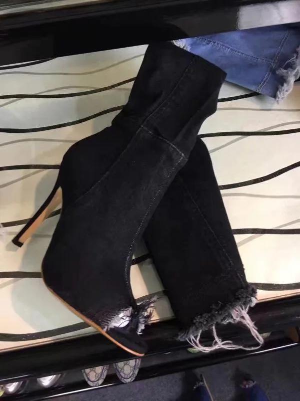 Mode Mode Damen High Heels Frühling Herbst Peep Toe Overknee-Stiefel Enge High Stiletto Jeans Stiefel Cowboy Damenstiefel 39 schwarz
