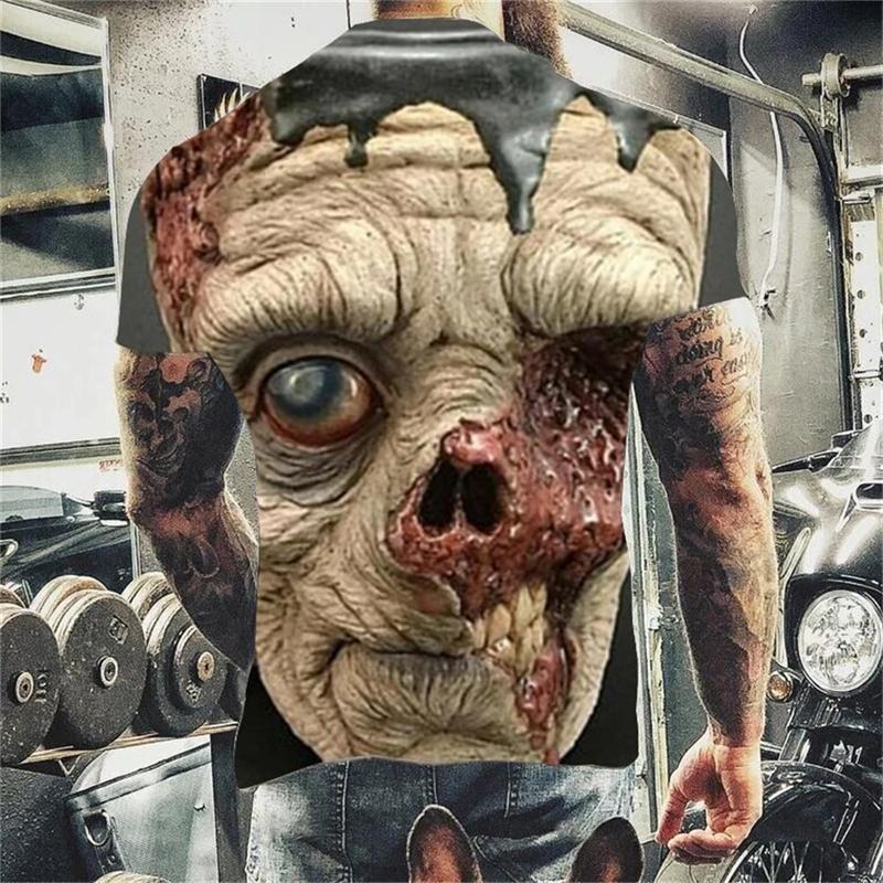 XXS-6XL Übergröße T-Shirt für Herren Horror-Muster Oversized Tops Tees Geisterdruck Lockere T-Shirts für Herren Kurzarm-Bekleidung XXL