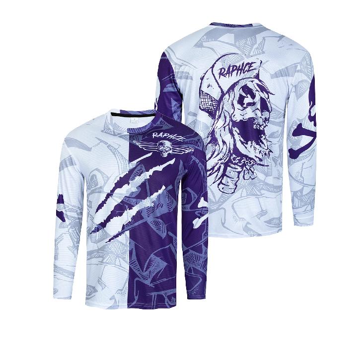 Motocross Camouflage Schnelltrocknendes Feuchtigkeitstransportierendes Trikot, DH Downhill Mountainbike Trikot, Herren Mountainbike Langarmtrikot XXL dunkle kastanienbraune