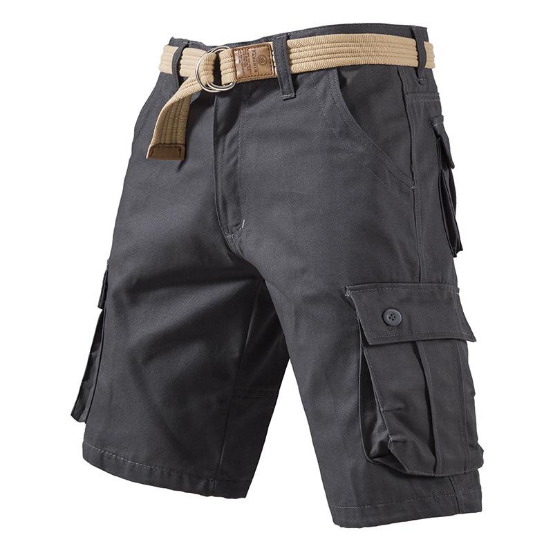 Herren-Arbeitshose, lässige Shorts mit Taschen, knielange Sommer-Sportshorts für Herren L grau