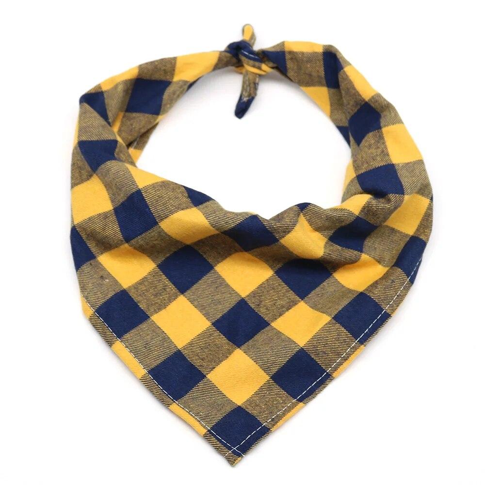 1 Pcs Große Plaid Bandana Für Dag Dick Hund Haustier Bandanas Schal Winter Baumwolle Haustier Liefert Hund Zubehör Mode Hund bandanas 48x34x34cm gelb