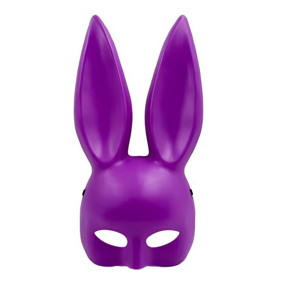 Halloween Hase Maske Lange Ohren Kaninchen Halbmaske für Geburtstag Ostern Halloween Maskerade Cosplay Party Kostüm Accessoire violett