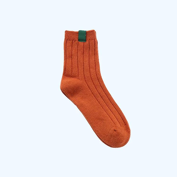 Klassische Socken für Damen, 200 Nadeln, Baumwoll-Strickripp, einfarbig, 10 Arten von 4 Jahreszeiten, Basic Daily Damen-Socken, 2023, neue Bootie One Size 23-25 cm orange