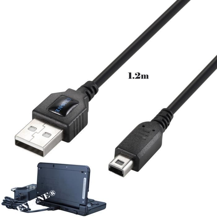 1.2m Noir Câble USB de charge pour Nintendo 3DS - DSi - XL schwarz